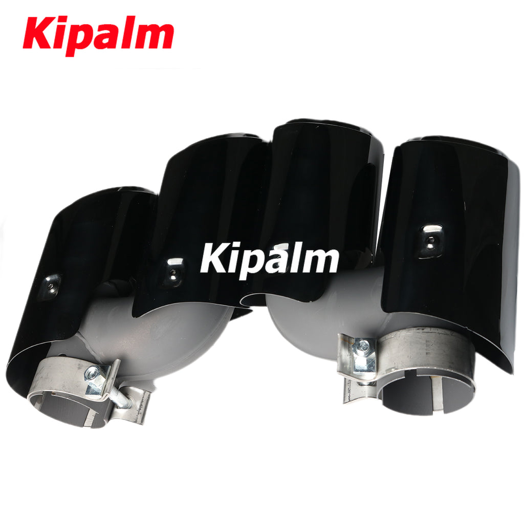 1Pair Dual Outlet Black Stainless Steel Exhaust Tips for Porsche Macan 2019+
