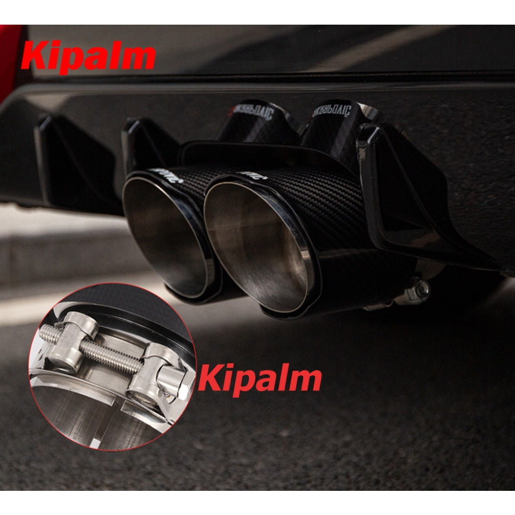 2PCS Real Carbon Fiber Rear Exhaust Muffler Tip Pipe for Honda Civic Hatchback 2020-2021