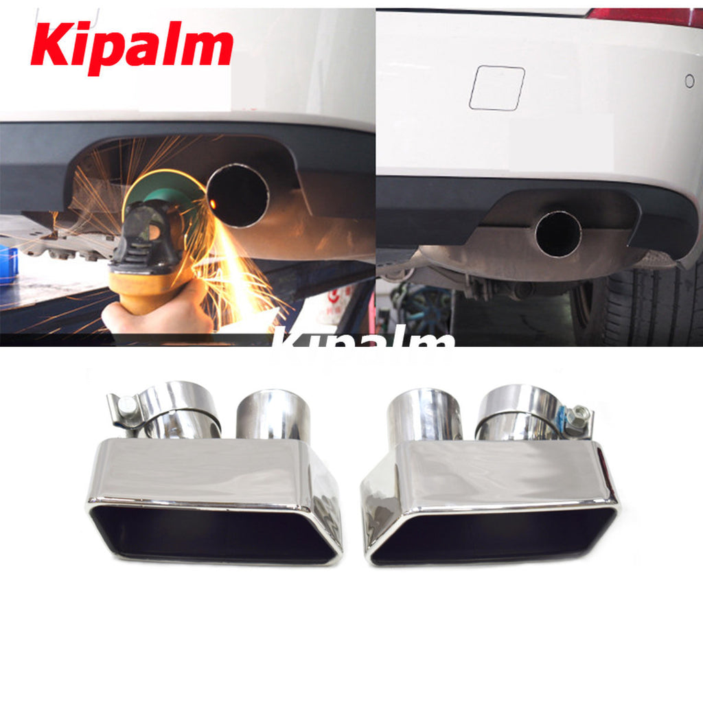 1 Pair Square Black Exhaust Muffler Pipe For BMW F10 F18 535 GT Stainless Steel Rear Tail Tips