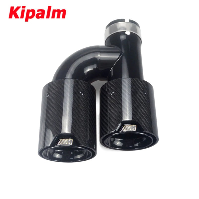 h Style Dual Glossy Carbon Fiber Black Stainless Steel  M Performance Exhaust End Pipes for BMW Modified Tips