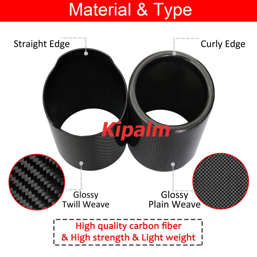 Kipalm Car Universal Exhaust Pipe Carbon Fiber Cover Muffler Pipe Tip Cover Without Logo