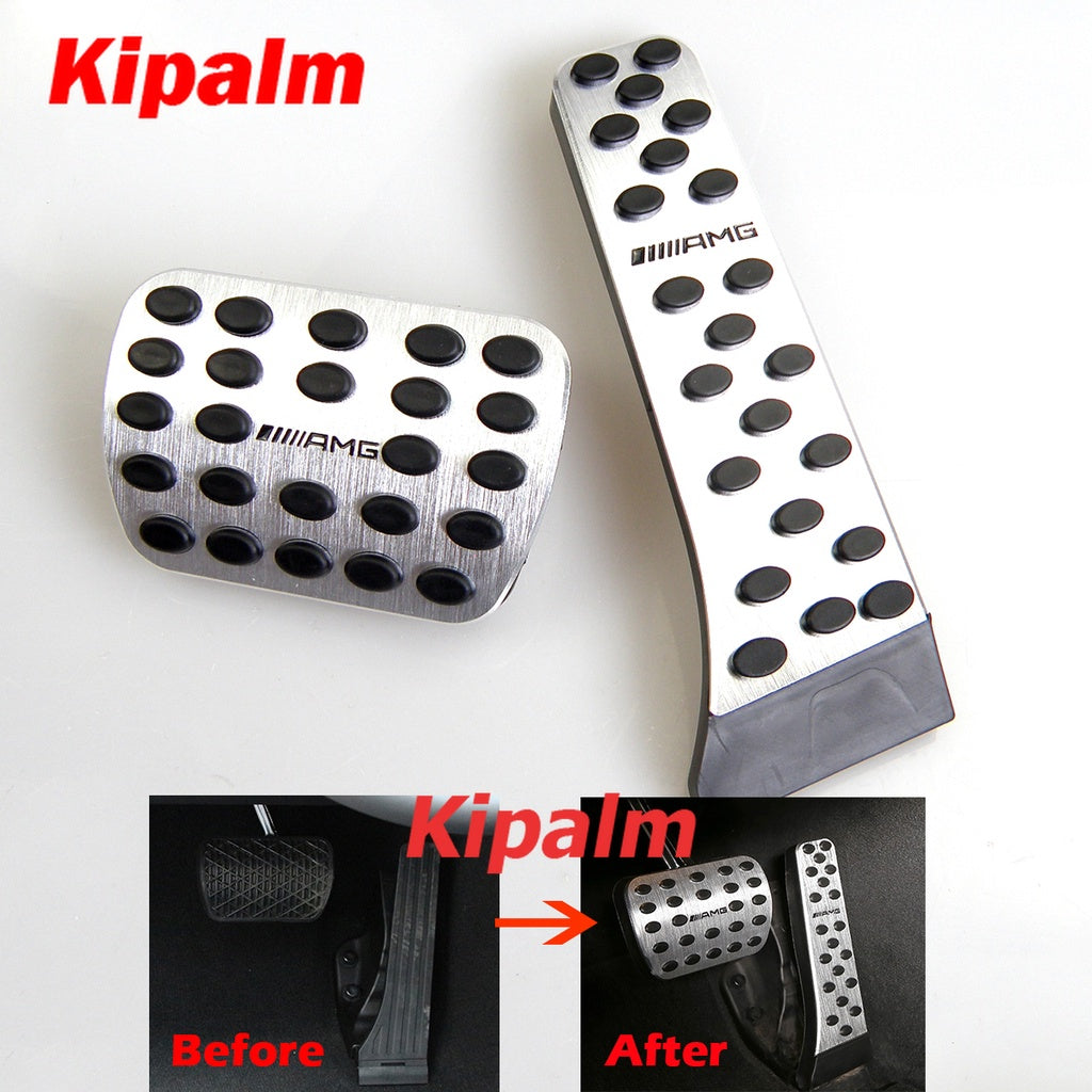 mercedes pedals Drill Gas Accelerator Brake Pedal Pad Cover For Mercedes Benz W202 W203 W204 W205 C180 C220 C250 C300 C400 C Class AT Aluminum alloy gas brake pedal