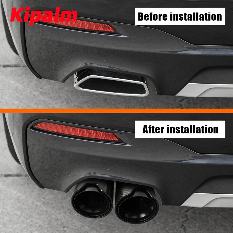 1 Pair Carbon Fiber M Performance Exhaust Pipe Mufflers for BMW 5 Series 525i 528i 530i G30 G38 2018-  with M Logo