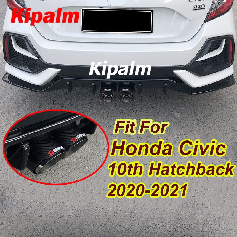 2PCS Real Carbon Fiber Rear Exhaust Muffler Tip Pipe for Honda Civic Hatchback 2020-2021