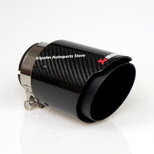 Load image into Gallery viewer, Universal Akrapovic Carbon Fibre Exhaust Pipe Muffler Tip Glossy Twill Cover + Black Coated Stainless Steel