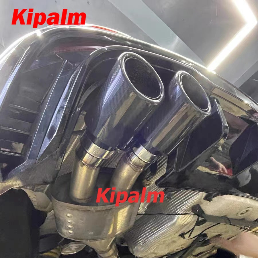 1pcs Universal Curly Edge Twill Weaving Carbon Fiber Glossy Car Exhaust Muffler Stainless Steel Tip for BMW BENZ AUDI Without Logo