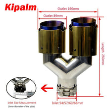 Load image into Gallery viewer, 2PCS Gold Akrapovic Dual End Pipe Blue Stainless Steel Exhaust Tip Double End Pipe for BMW BENZ VW Golf TOYOTA