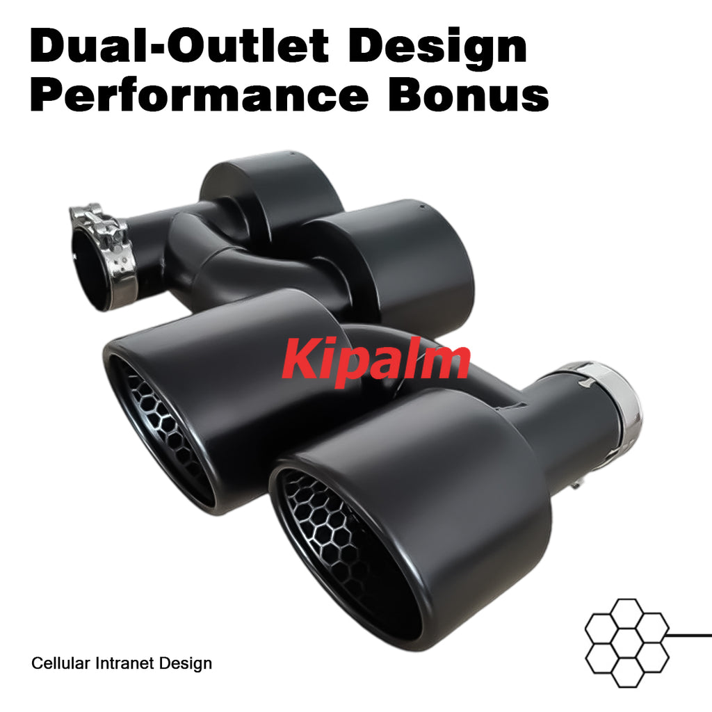 Honeycomb Holes Y Dual Matte Black Stainless Steel Exhaust Tail Tips for VW Golf Tiguan R MK7 Golf 6 with No Logo