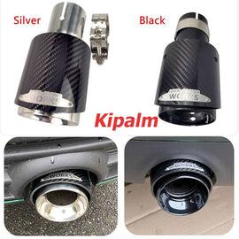 1PC Universal MINI Twill Carbon Fiber Exhaust Pipe Extension Muffler Tip Black Coated 304 Stainless Steel