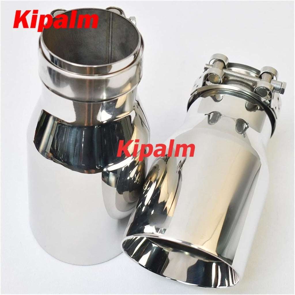 1PC Double Wall SUS304 Exhaust Tip Silver Black Stainless Steel Muffler Pipe