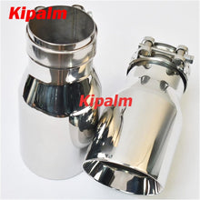 Load image into Gallery viewer, 1PC Double Wall SUS304 Exhaust Tip Silver Black Stainless Steel Muffler Pipe