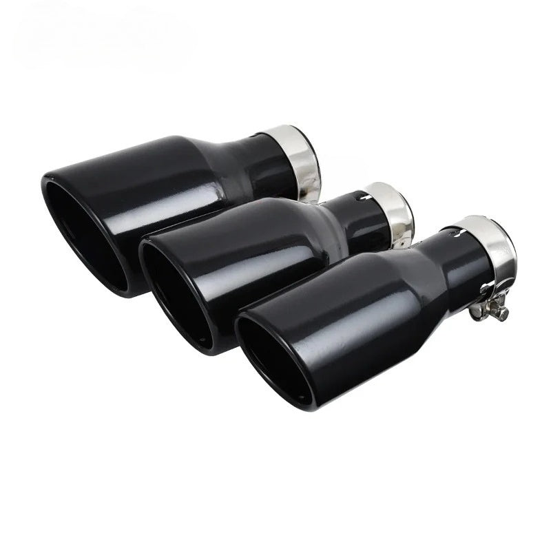 Universal Car Exhaust Pipe Tail Throat Stainless Steel Muffler Tips with Clamp Modification Parts Black Color