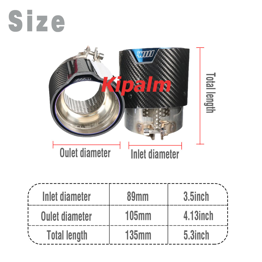 4PCS BMW X3M F97 X4M F98 X5M F95 X6M F96 Carbon Fiber Blue Stainless Steel Exhaust Pipe Muffler Tip