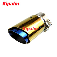 Load image into Gallery viewer, 1pc Universal Gold Stainless Steel Exhaust Tip with Burnt Blue Inner Color End Pipe with Akrapovic Logo