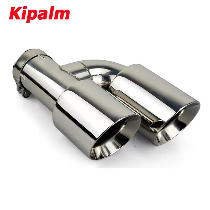 1PC Universal Dual H Shape Welding Style Stainless Steel Exhaust Muffler End Tail Pipe for BMW VW Ford Rear Tip