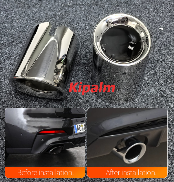 2 PCS Slip-on Black Stainless Steel Exhaust Pipe Chrome OEM Muffler Tip Fits for BMW Z4 G29 2019-2024