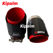 Load image into Gallery viewer, Universal Gloss Carbon Fiber Red Inner Exhaust Pipe Muffler Tips Tailpipe Ends with AK logo