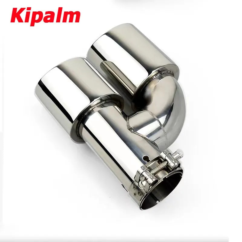 1PC Universal Dual H Shape Welding Style Stainless Steel Exhaust Muffler End Tail Pipe for BMW VW Ford Rear Tip