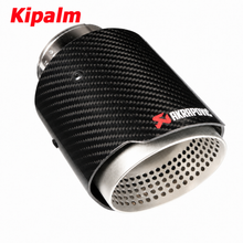Load image into Gallery viewer, 1PCS Glossy Carbon Fiber Exhaust Tip with Sandblasted Inner  Straight Edge Multi-Hole Design Muffler Tip Exhaust Pipe