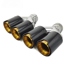 M Performance Y Style Dual Carbon Fiber Gold Stainless Steel Exhaust Pipe End Pipes Muffler Tips for BMW Series