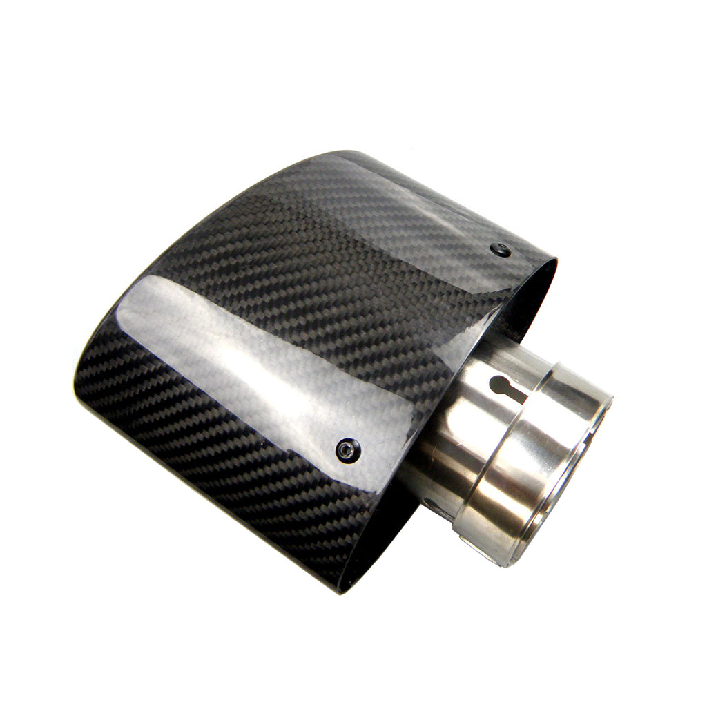 1 Pair Universal Curly Edge BMW Exhaust Pipe Oval Slanted Carbon Fiber Muffler Tip Ford Pipes