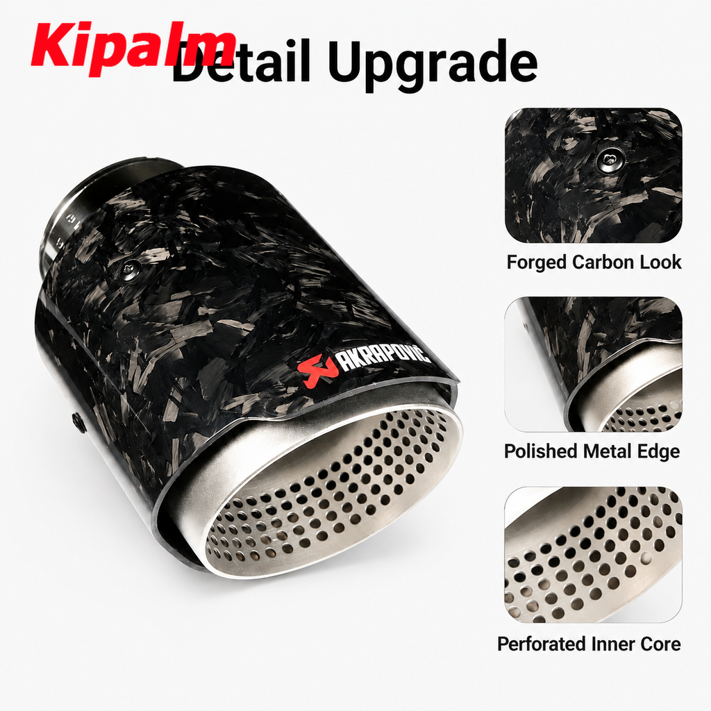 1PCS Glossy Carbon Fiber Exhaust Tip with Sandblasted Inner  Straight Edge Multi-Hole Design Muffler Tip Exhaust Pipe
