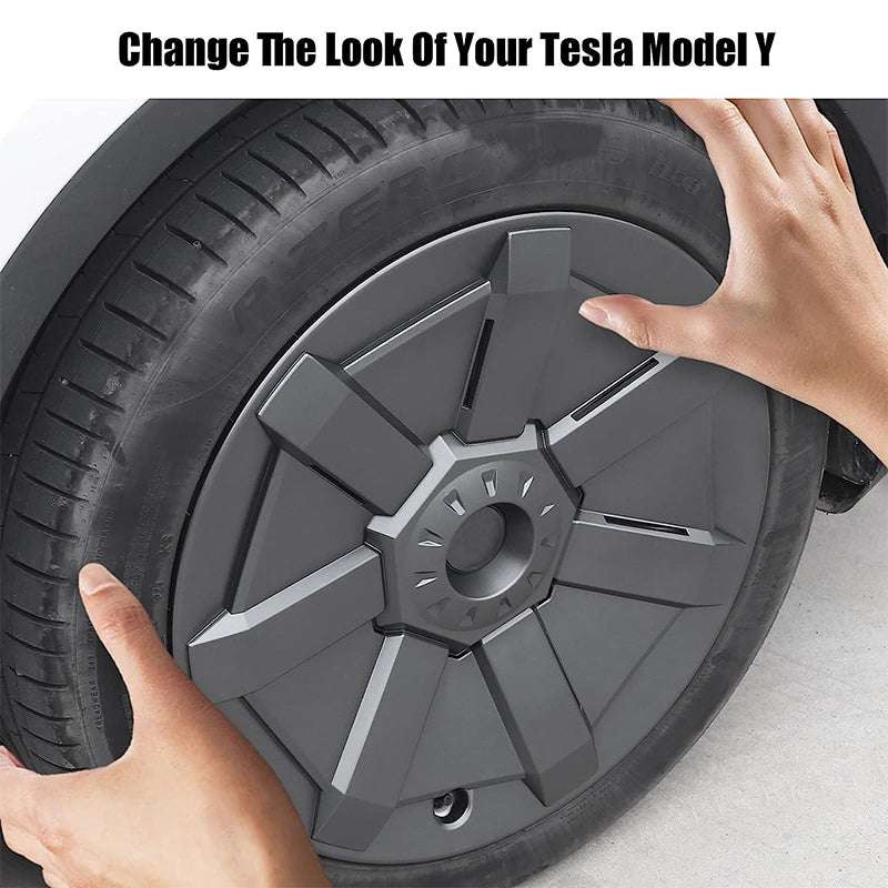 4PCS Replacement Tesla 19''  Matte Black Wheel Cover Cap Model Y Full Cover Car Hubcaps