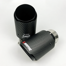 Load image into Gallery viewer, Universal Various Sizes Akrapovic Carbon Fibre Exhaust Muffler Tip Straight Matte + Black Coated