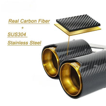 Load image into Gallery viewer, M Performance Y Style Dual Carbon Fiber Gold Stainless Steel Exhaust Pipe End Pipes Muffler Tips for BMW Series