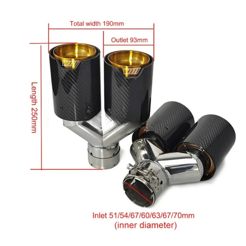 M Performance Y Style Dual Carbon Fiber Gold Stainless Steel Exhaust Pipe End Pipes Muffler Tips for BMW Series