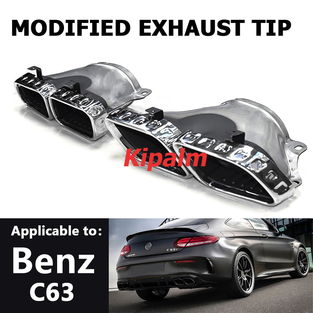 1 Pair Benz W167 GLE53 GLE350 GLE450 Silver Stainless Steel Exhaust Tips Upgrade to GLE63 Muffler Pipe