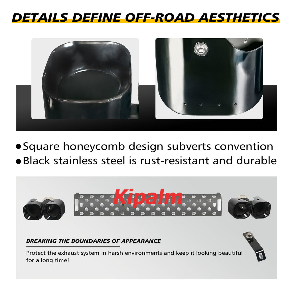 1 Pair OEM Square Round Outlet Satinless Steel Exhaust Pipe for Land Rover Defender 90 110 2020-2024 with Guard Plate