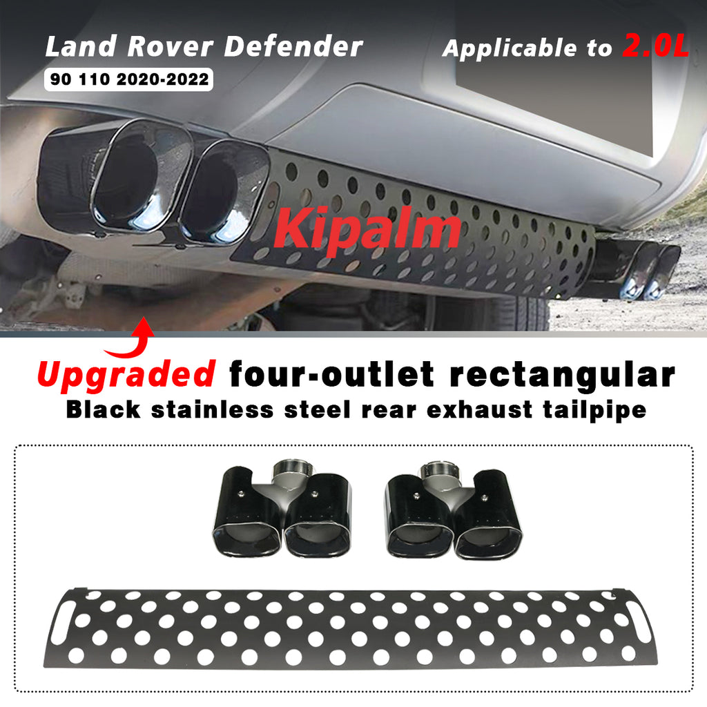 1 Pair OEM Square Round Outlet Satinless Steel Exhaust Pipe for Land Rover Defender 90 110 2020-2024 with Guard Plate