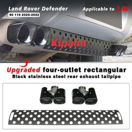 1 Pair OEM Square Round Outlet Satinless Steel Exhaust Pipe for Land Rover Defender 90 110 2020-2024 with Guard Plate
