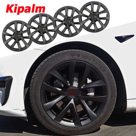 WHC3002 18inch Tesla 4PCS Matte Black Wheel Covers Hub Cap Hubcaps No Logo for Model 3