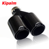 Dual Carbon Fiber + Black Stainless Steel Universal M performance Carbon Fiber Exhaust Tips End Pipes Muffler tips for BMW