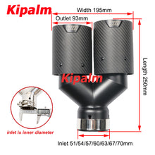 Load image into Gallery viewer, Y Shaped Dual Carbon Fiber + Black Stainless Steel M Performance Carbon Fiber Exhaust Tips End Pipes Muffler Tips for BMW