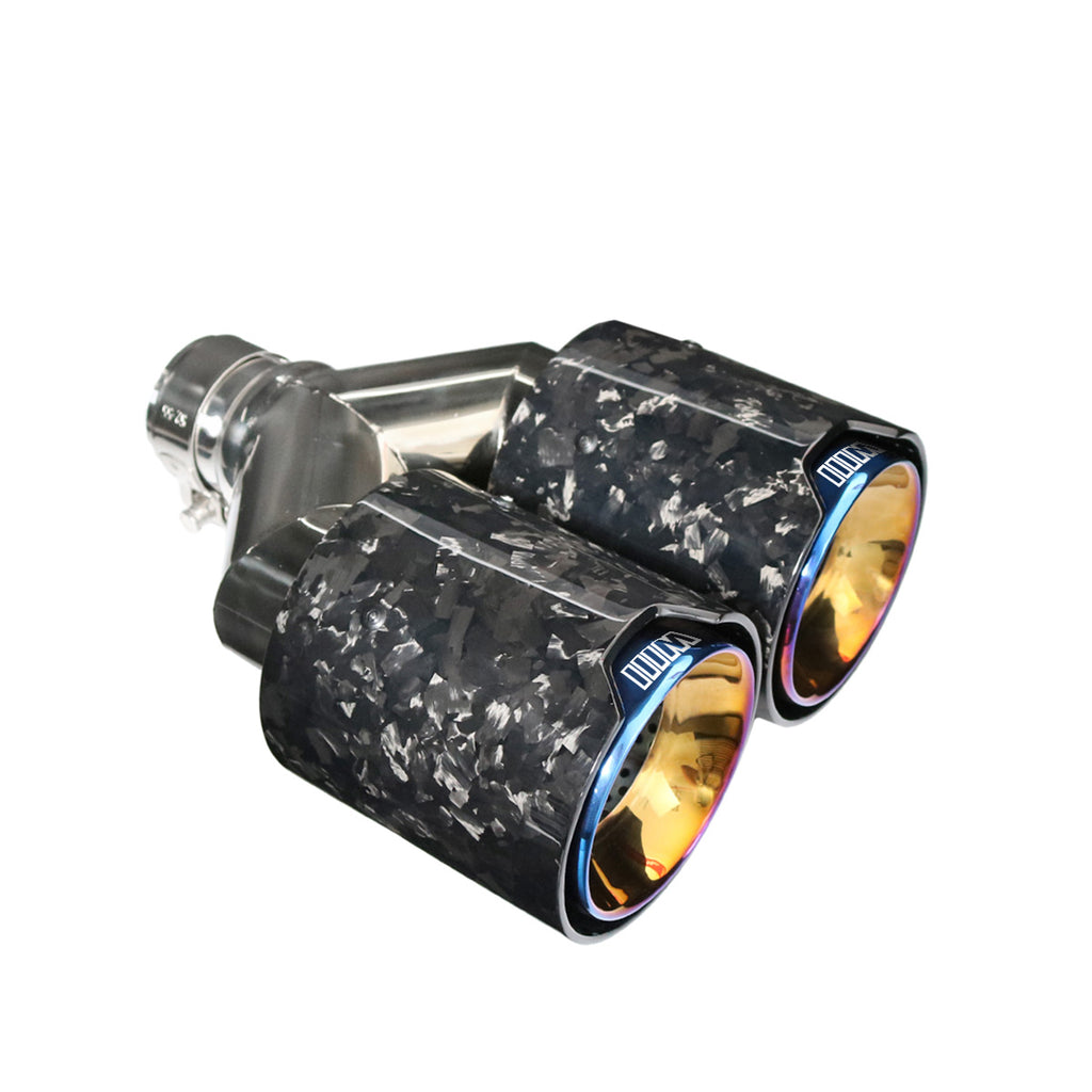 Kipalm Car Muffler Burnt Blue 304 Stainless Steel Y Style Dual Forged Carbon Fiber Exhaust Tip for BMW 430i M4 M5 Ｍ6