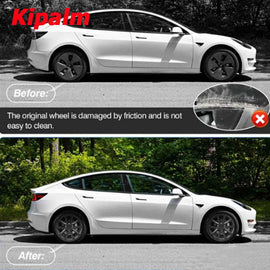 WHC3002 18inch Tesla 4PCS Matte Black Wheel Covers Hub Cap Hubcaps No Logo for Model 3