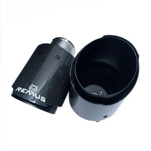Load image into Gallery viewer, 1 Piece Universal Straight Edge Remus Sport Glossy Carbon Fiber Exhaust Muffler Tips Matte Black Inner Pipe