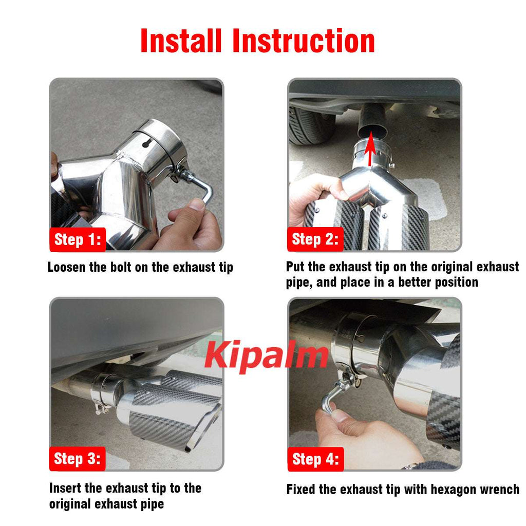 1Pair Carbon Fiber Dual Y Shape Gold Foil Golden Forged Exhaust Tip Akrapovic Muffler Pipe 304 Stainless Steel Tailtips
