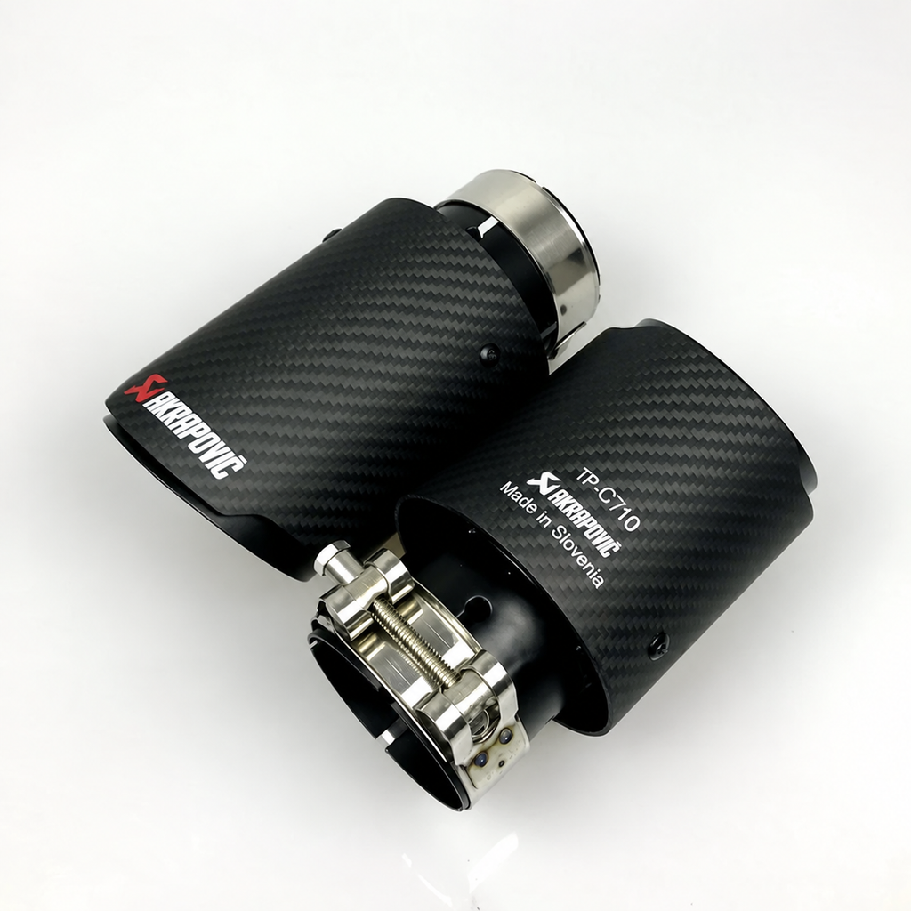 Universal Various Sizes Akrapovic Carbon Fibre Exhaust Muffler Tip Straight Matte + Black Coated