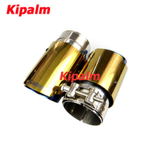 Load image into Gallery viewer, 1pc Universal Gold Stainless Steel Exhaust Tip with Burnt Blue Inner Color End Pipe with Akrapovic Logo
