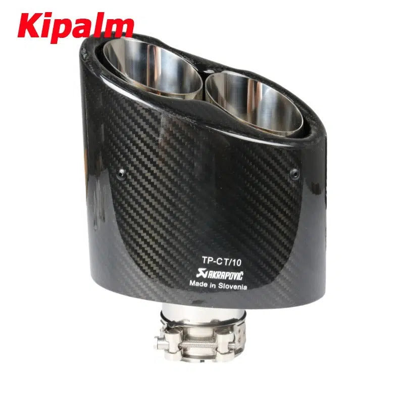 1 Pair Y Style AK Carbon Muffler End Tips Exhaust Pipe for Audi A3 A4 A5 A6 A7 Modify RS3 RS4 RS5 RS6 RS7