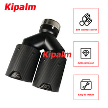 Load image into Gallery viewer, Y Shaped Dual Carbon Fiber + Black Stainless Steel M Performance Carbon Fiber Exhaust Tips End Pipes Muffler Tips for BMW