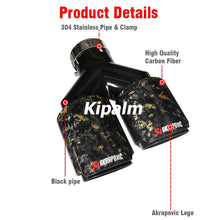 Load image into Gallery viewer, 1Pair Carbon Fiber Dual Y Shape Gold Foil Golden Forged Exhaust Tip Akrapovic Muffler Pipe 304 Stainless Steel Tailtips