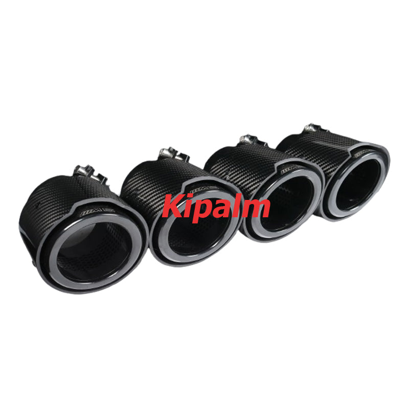 4 PCS Black Carbon Fiber M Performance Exhaust Pipe Muffler Tip Stainless Steel for BMW M5 G90 G99 2024+