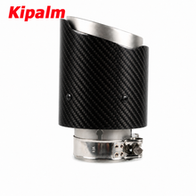 Load image into Gallery viewer, 1PCS Glossy Carbon Fiber Exhaust Tip with Sandblasted Inner  Straight Edge Multi-Hole Design Muffler Tip Exhaust Pipe