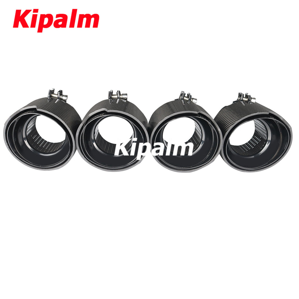 4PCS BMW X3M X4M F97 F98 Carbon Fiber M Performance Black Stainless Steel Exhaust Pipe Muffler Tip