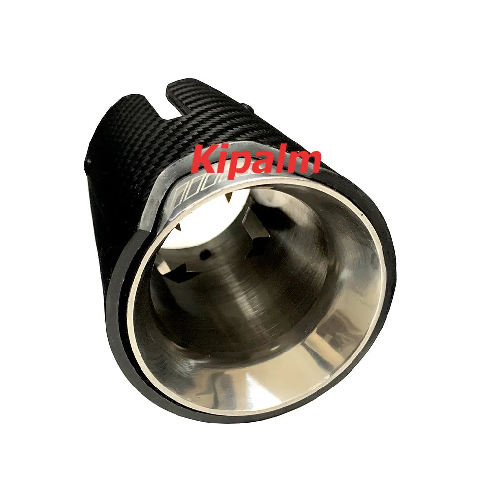 1 Pair Universal Glossy Carbon FIber Clip on Style Exhaust Muffler Tips for BMW E90 E92 325i Polo Jetta MK6 Scirocco